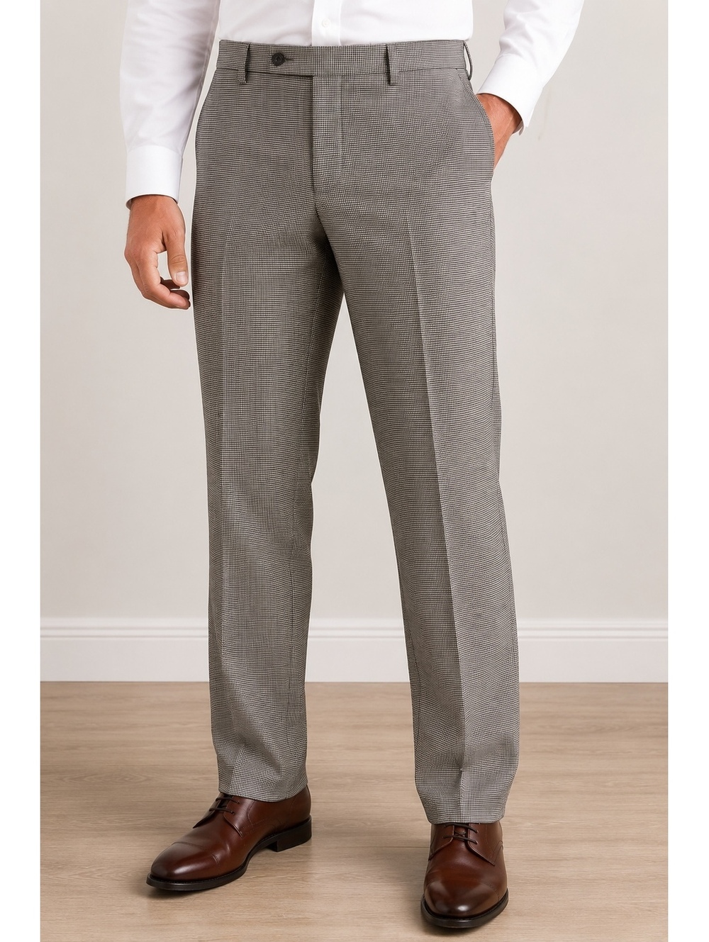 Ralph Lauren Men’s 32W 32L Total Comfort Micro Check Dress Pants Gray Tan